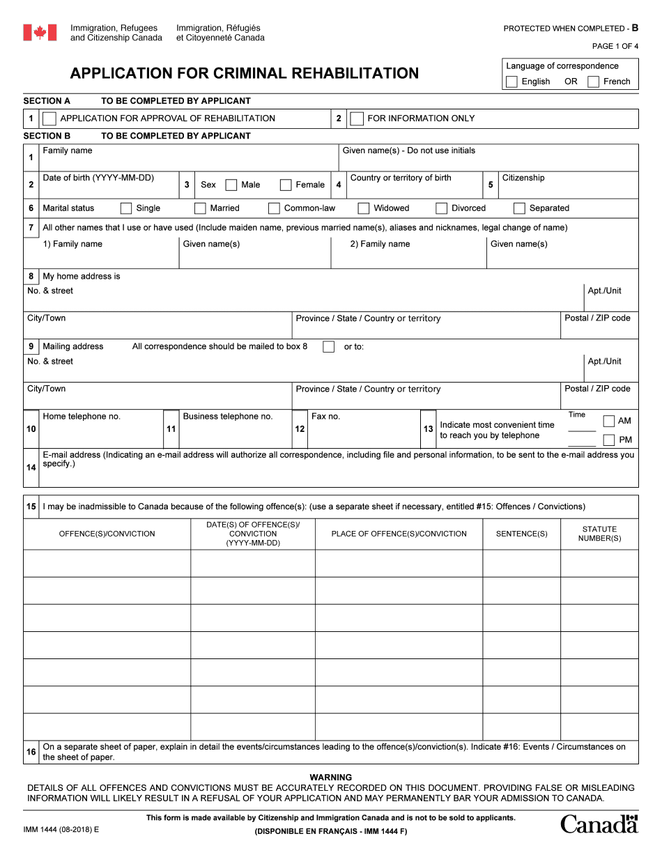 Pdfiller Imm1444  Form